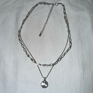 Universal Thread Worn Silver Linked Snake Chain Layered Necklace